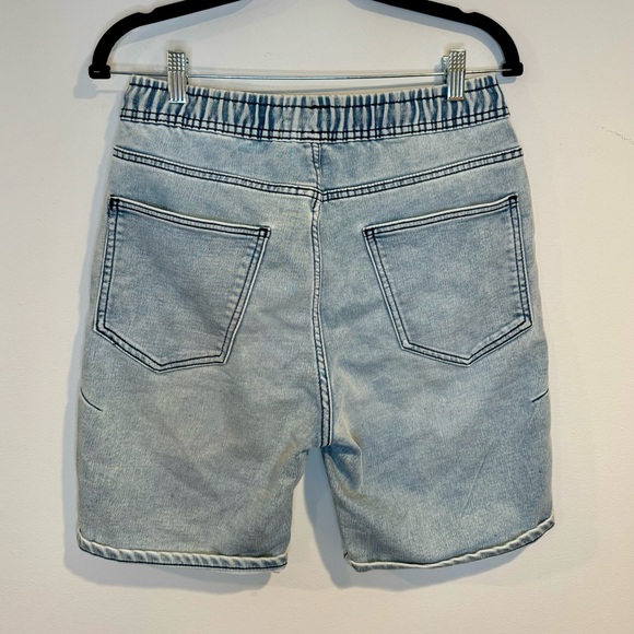 Zara Men’s Soft Denim Light Blue Wash Drawstring Shorts - Picture 5 of 8